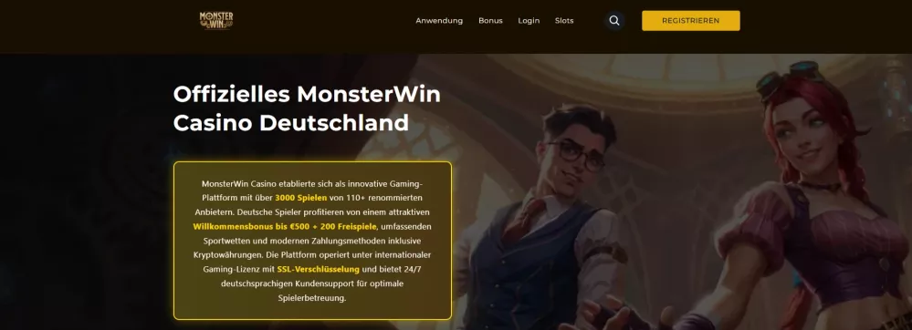 Monsterwin Casino – 100% bis zu 500 € + 200 Freispiele Willkommensbonus für deutsche Spieler